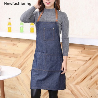 (newfashionhg) adulto denim azul cocina restaurante trabajo babero delantal vestido con bolsillo en venta
