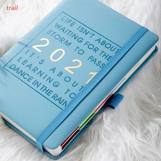 trail agenda 2021 jan-dec cuaderno de idiomas inglés a5 cuero cubierta suave planificador escolar eficiencia diario