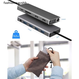 [Fashionwayshb] USB-C Hub 12 En 1 Pantalla Portátil Estación De Acoplamiento 3.0 Adaptador Convertidores [Caliente]