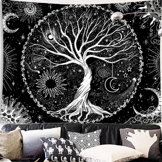 [afs] nuevo tapiz blanco negro sol y luna tapices de chismes mandala decoración de pared colgante: atractivefinestar