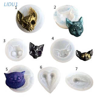 Lidu1 molde de silicona con encanto de ojo de resina epoxi para gatos Sphynx molde de cabeza de calavera Raven