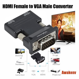 AWAK HDMI hembra a VGA macho convertidor/adaptador de Audio soporte 1080P señal salida