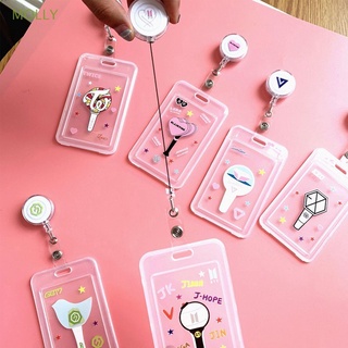MOLLY Fashion Retractable Card Holder Multifunctional Name Badge Holder ID Business Case Women Men Office School Lovely Luggage Tag Cover BTS BLACKPINK TWICE EXO GOT7