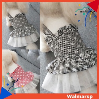 wmp vestido de algodón de cuadros con volantes para perros/mascotas/verano