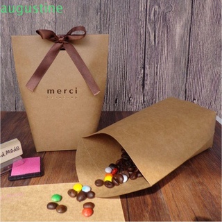 Augustine 5pcs cajas blanco envolver suministros caramelo caja de galletas boda Dragee papel Kraft agradecimiento caja de embalaje bolsas