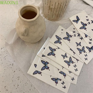 JUNE Body Art Blue Butterfly Pattern Party Decals Tattoo Stickers 3D Waterproof Men Women Temporary Tattoos Clavicle