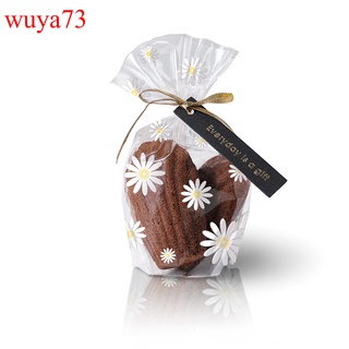 Wuya73 50/100Pcs bolsas de embalaje transparentes flores impresas galletas Snack manzana Chocolate caramelo bolsa de almacenamiento para navidad fiesta bolsa