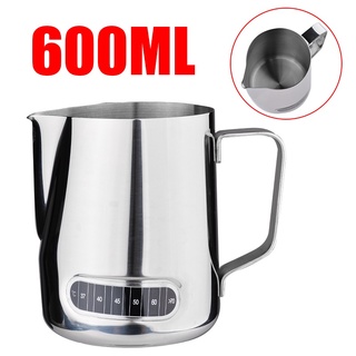 600ml Stainless Steel Coffee Pitcher Frothing Latte Milk Jug With Thermometer ☆goodhomemarket