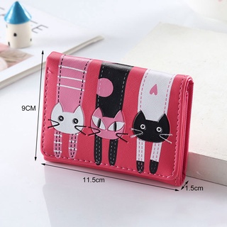 Xiaomak de dibujos animados de gato de cuero de la PU de las mujeres corto monedero monedero de embrague bolsa de mujer titular de la tarjeta lindo chica Tri-Fold cartera (2)