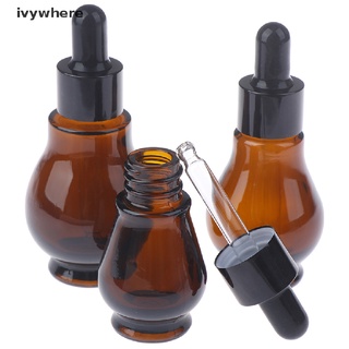 ivywhere 10/20/30ml botellas vacías de cristal marrón con pipeta para aceite esencial cl