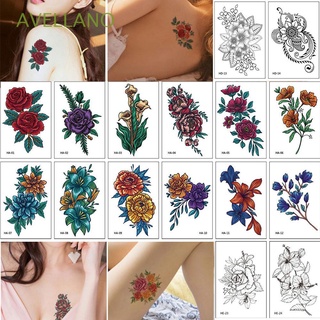 avellano 12 unids/bolsa falsos tatuajes colorido brazo pierna arte temporal tatuaje pegatinas mujeres impermeable extraíble transferencia de agua flores de larga duración arte corporal