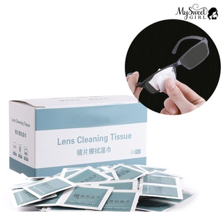 mysw 100 unids/caja gafas limpiador de tela desechable desengrasante papel pre-humedado lente limpieza toallitas para vidrio