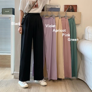 ❤Ready stock mujer coreano 5 colores ancho pierna pantalones sueltos cintura alta pantalones casuales pantalones@ SYZ