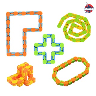 Bicycle Chain Track Stress Relief Toy Colorful Puzzle Sensory Fidget Toys Stress Relief Rotate and Shape Finger Toys
