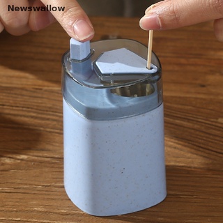 【NS】 1Pcs Automatic Toothpick Holder Container Wheat Straw Household Table Toothpick 【Newswallow】