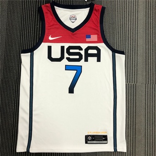 durant no. 7 2021 juegos olímpicos usa equipo blanco baloncesto seda caliente prensa versión