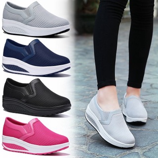 Tiptop 4 colores de las mujeres Casual recortes cuñas zapatos de zapatilla de deporte tacón correr zapatos deportivos kasut plataforma