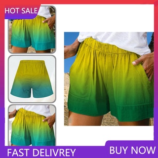 Ty/shorts sueltos de Cintura Alta Para mujer con color degradado Para Uso diario