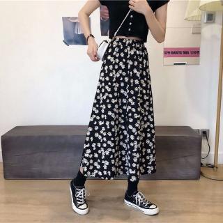 falda floral de las mujeres de gasa cintura alta delgada coreana verano una línea maxi falda (9)