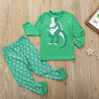 babyya niño niños bebé niños de dibujos animados dinosaurio camiseta pantalones pijamas ropa de dormir trajes