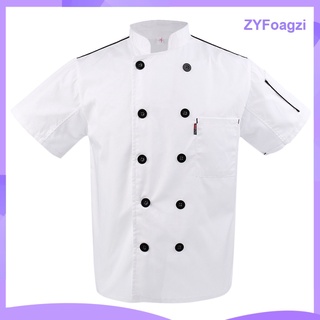 unisex chef chaqueta abrigo de manga corta top chefwear restaurante uniforme ropa (1)