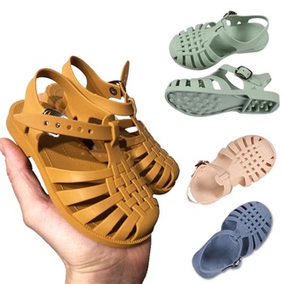 ❀Np❉Sandalias planas para niños, verano de Color sólido hueco zapatos para caminar calzado para niñas niños