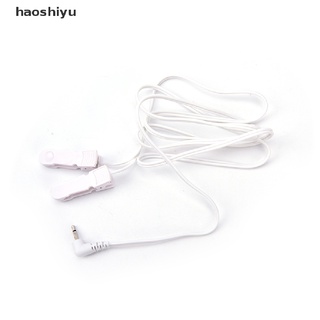 Haoshiyu electrodo cables de plomo con 2 Clips de oreja para máquina de terapia Tens masajeador de 2,5 mm BR