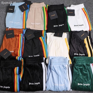 ℡Correct version of PALM Palm Angel Angels velvet rainbow pants casual men s high street straight velvet pants (1)