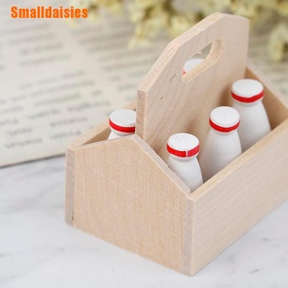 (pequeños Margaritas) miniatura botellas de leche y cesta de leche para 1/12 muñecas casa decoración de cocina (9)