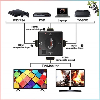 Mini conmutador compatible con HDMI 3 dispositivos a 1 caja de interruptor de Tv Selector de 3 vías 1080P 3 en 1 salida divisor compatible con HDMI compatible con 3D