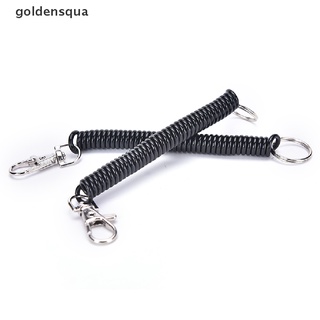 [goldensqua] 2 Tactical Retractable Plastic Spring Elastic Rope Securit Gear Tool Hiking Camping Keychain .