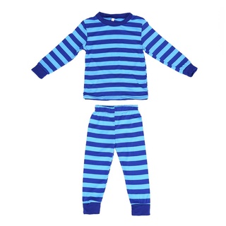 2 unids/set home pijamas familia rayas mamá papá bebé ropa de dormir top+pantalones (azul) (9)