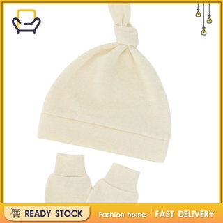 [fashion Home] gorras de algodón para bebé recién nacido, de algodón puro, gorras de bebé y guantes para rayones de bebé, para 0-6 meses (1)