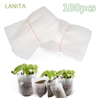 lanita 100pcs plantas bolsas de vivero orgánico macetas crecen bolsas de flores biodegradables tela de cultivo no tejida plantar suministros de jardín