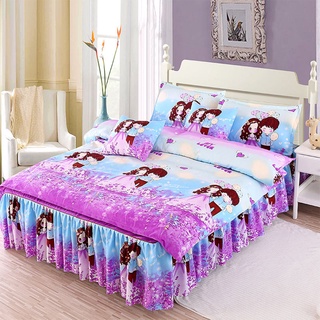 Estilo coreano cama falda verano de cuatro piezas de la boda de estilo princesa sábana de cama más encaje cama falda colcha cama de cuatro piezas