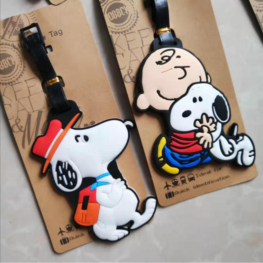 Snoopy etiqueta de equipaje lindo de dibujos animados accesorios de viaje etiqueta de equipaje