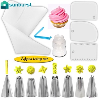 14 unids/Set boquilla de silicona reutilizable bolsa de pastelería raspador