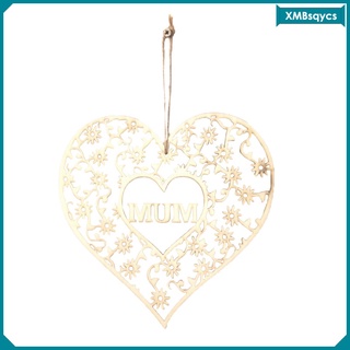 Wooden Plaque MUM Flowers Craft Mothers Day Birthday Gift Heart Shape Plaque
