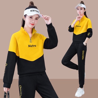 [Real spot shots] 2021 new spring clothes show thin and age reducing temperament, fashion fried street sweater, two-piece leisure sportswear suit, female