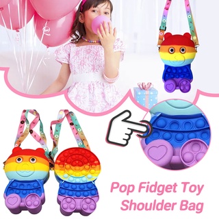 Pop Fidget Toy Shoulder Bag Bear Bubble Bag Silicone Push Ball Coin Purse abbe abbe