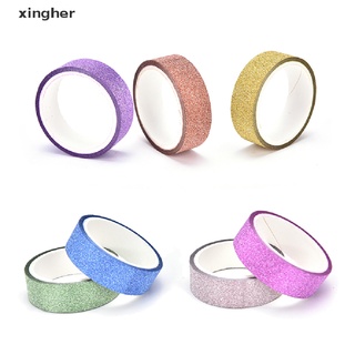 [xingher] 10pcs Glitter Washi papel pegajoso enmascaramiento cinta adhesiva etiqueta DIY artesanía decorativa caliente