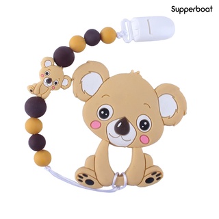 Supp bebé de grado alimenticio de silicona de dibujos animados Koala mordedor chupete Clip cadena de dentición juguete (8)