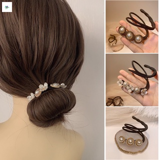 mujeres bun maker hairband flor twist diadema diy herramienta para hacer cabello perla accesorios para el cabello