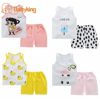 BABYKING BabyBoy verano trajes conjuntos sin mangas de dibujos animados impresión Tops chaleco pantalones cortos