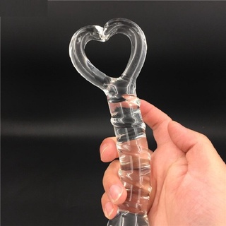 Broma Juguetes Transparente Cristal Vidrio Masajeador Doble Cabeza Anal Ano Plug Estimulación Juguete Para Parejas Amantes (4)