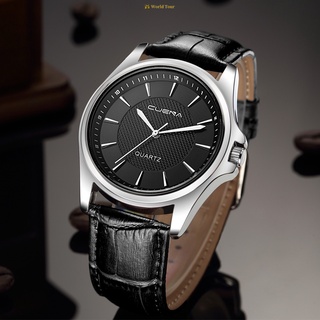 Men Women Business Ultra Thin Electronic Wristwatch Date Calendar Watch with Leather Band