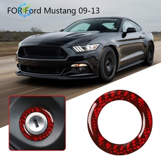 Hidduck - anillo de orificio para llave de encendido de fibra de carbono para Ford Mustang 2009-2013 rojo