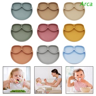 arca bebé ventosa tazón dividido plato de cena bebés aprendizaje plato de alimentación no tóxico libre de bpa silicona color sólido