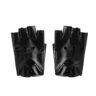 as [listo stock] guantes de medio dedo de cuero sintético sin dedos para conducir ciclismo ciclismo