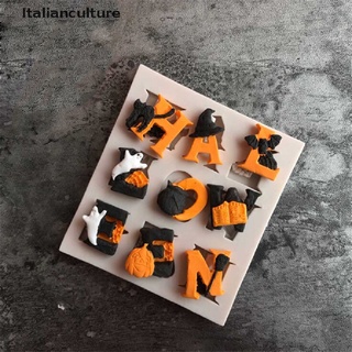 Italianculture - molde de silicona para Fondant, diseño de alfabetos de Halloween, herramienta de decoración de pasteles, Chocolate